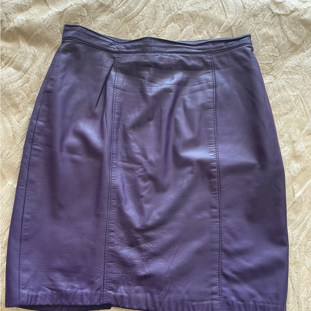 Elegant Purple Leather Skirt